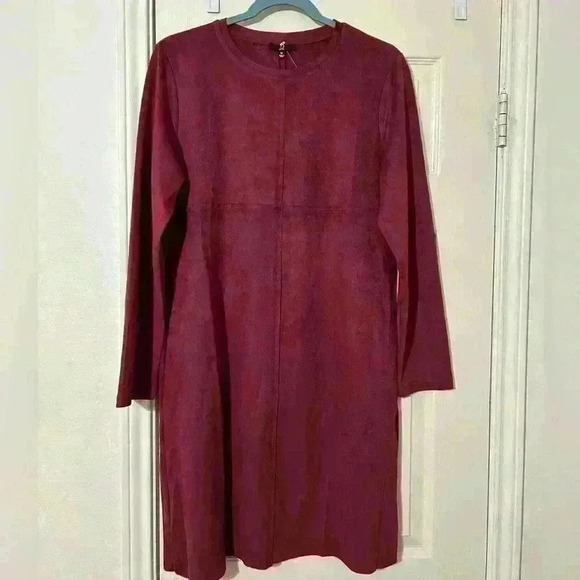 JOH Anthropologie aurora M long sleeve faux suede dress, NWT, side pockets - Picture 1 of 6